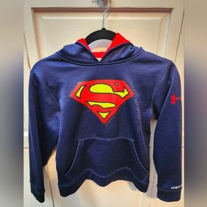 Under Amour Storm Superman Hoodie Youth size small Blue Coldgear Loose Fit